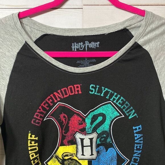 Harry Potter Hogwarts Raglan Athletic Tee Shirt - Picture 2 of 14
